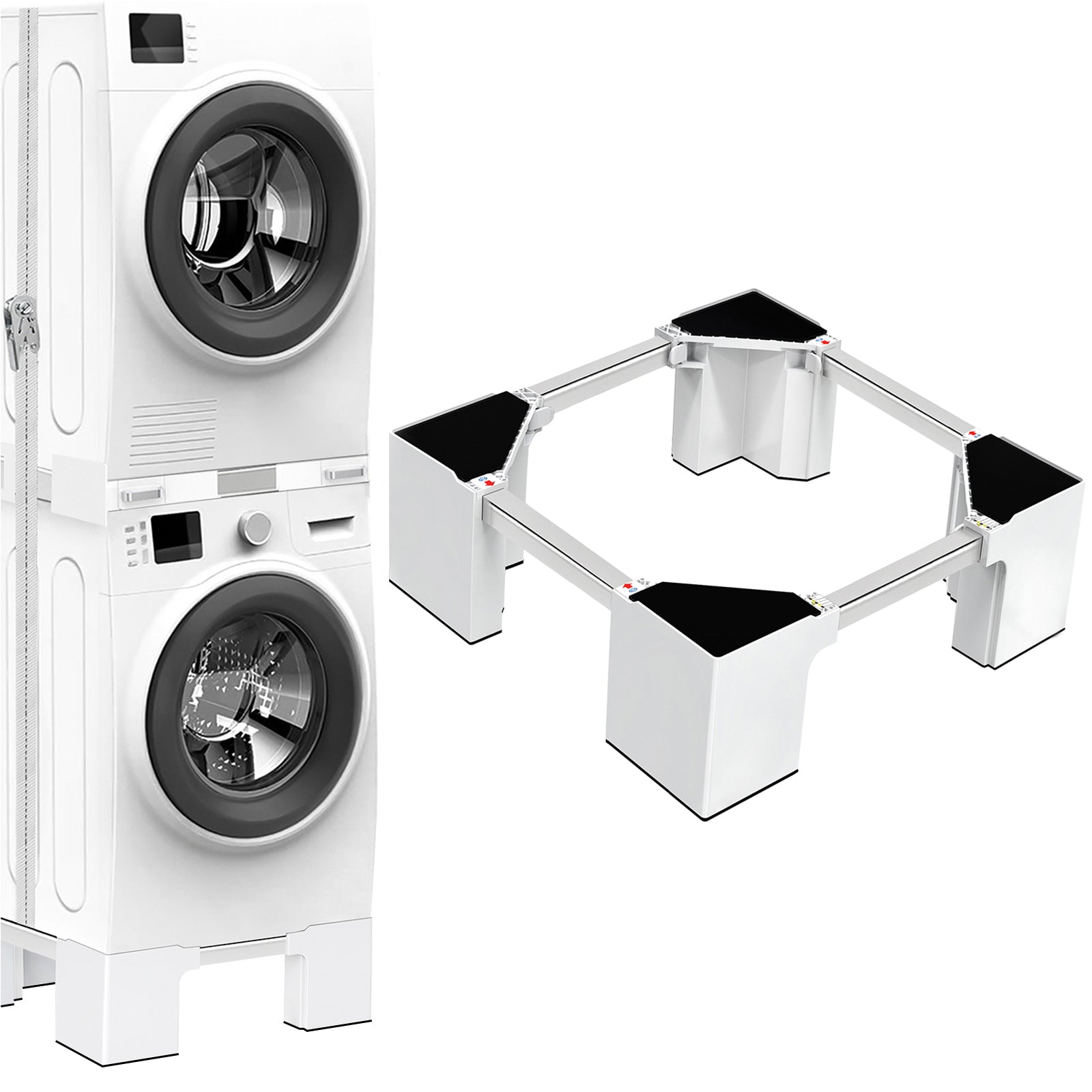 Adjustable trolley stand with plastic storage cabinet for refrigerator or washing machine