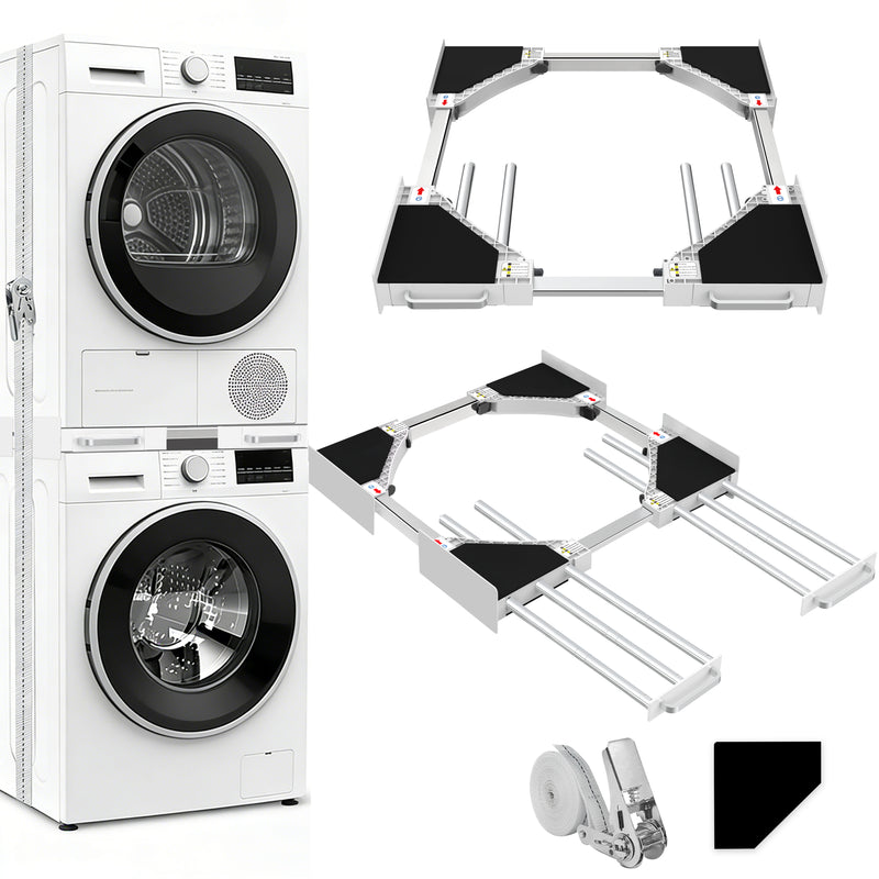 NIUXX manual washer and dryer stacking kit with telescopic rods.