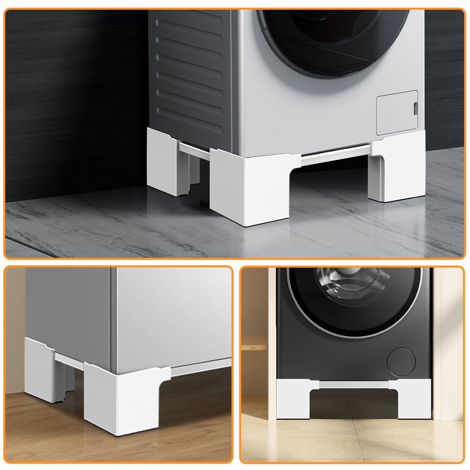 Close-up of adjustable support arms and locking mechanism on mobile stand