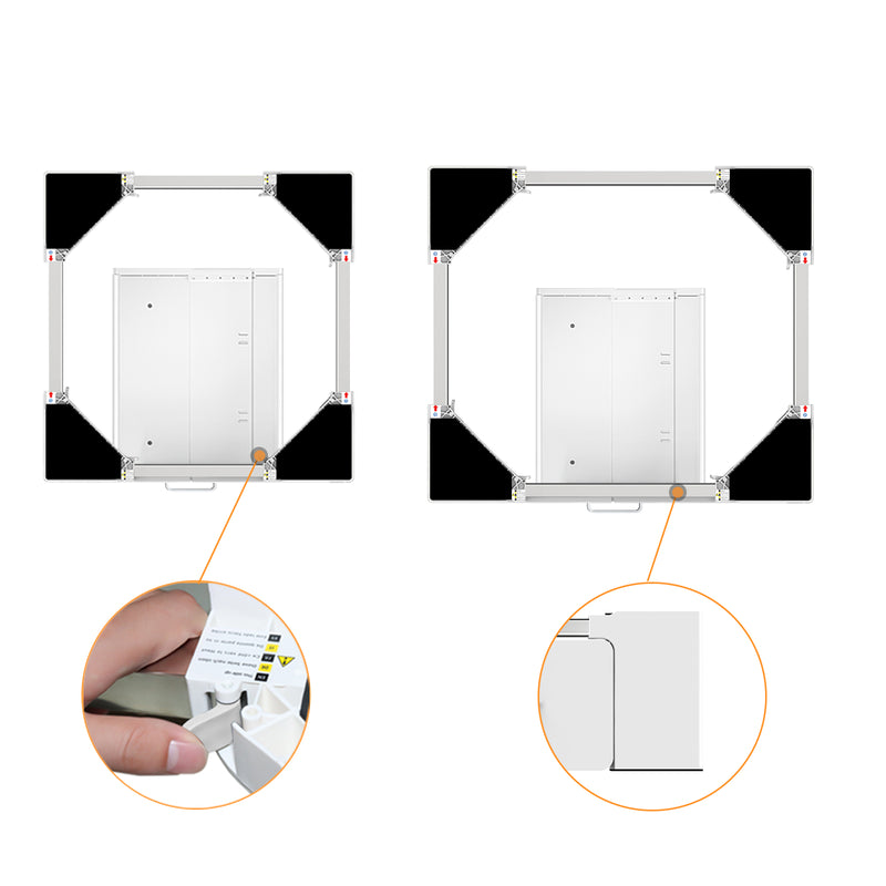 Drawer open on washer dryer stand base revealing storage space