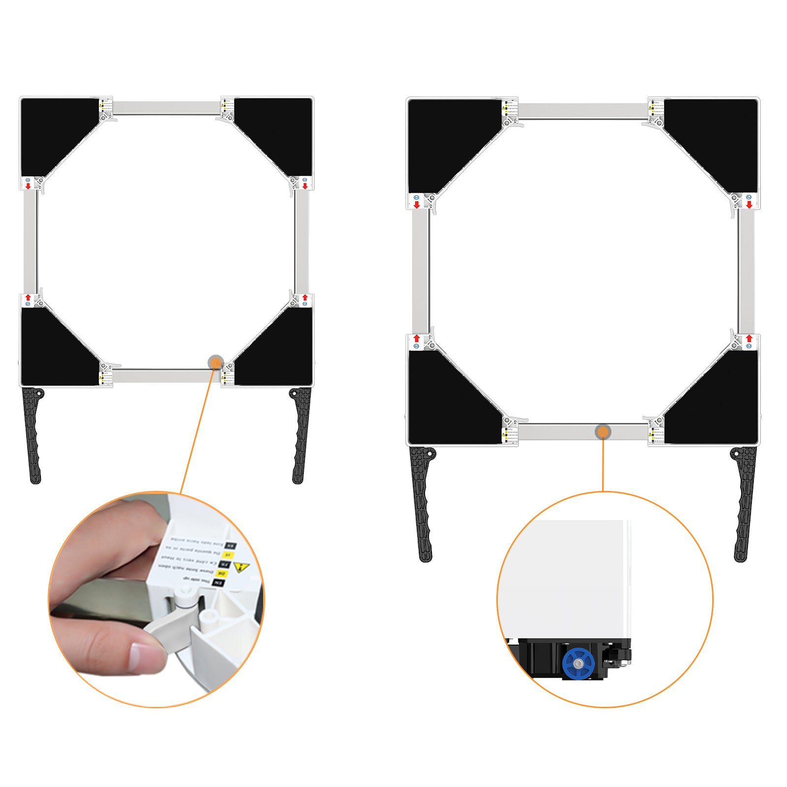 Side view of heavy-duty stand with 12 cm height and lockable casters