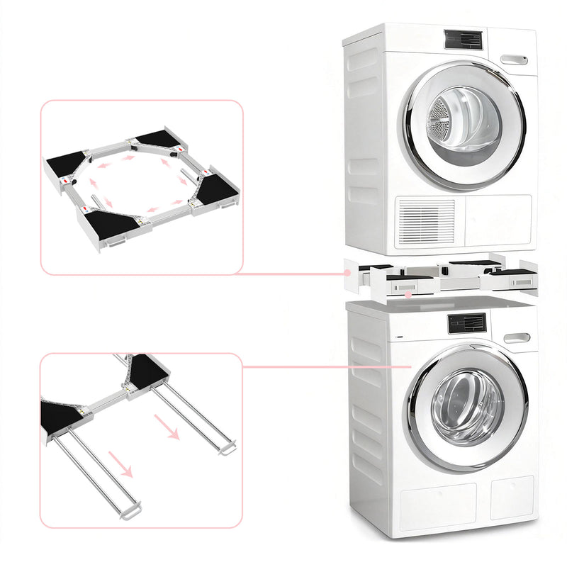 Washer and dryer stacked using universal stacking kit