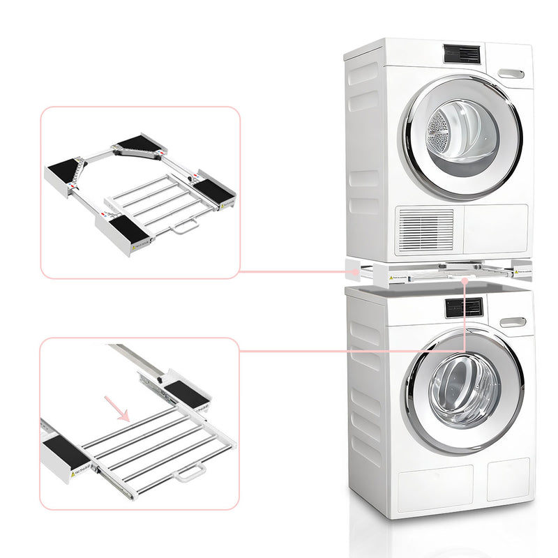 Adjustable stacking kit fitting 53 to 68 cm wide units