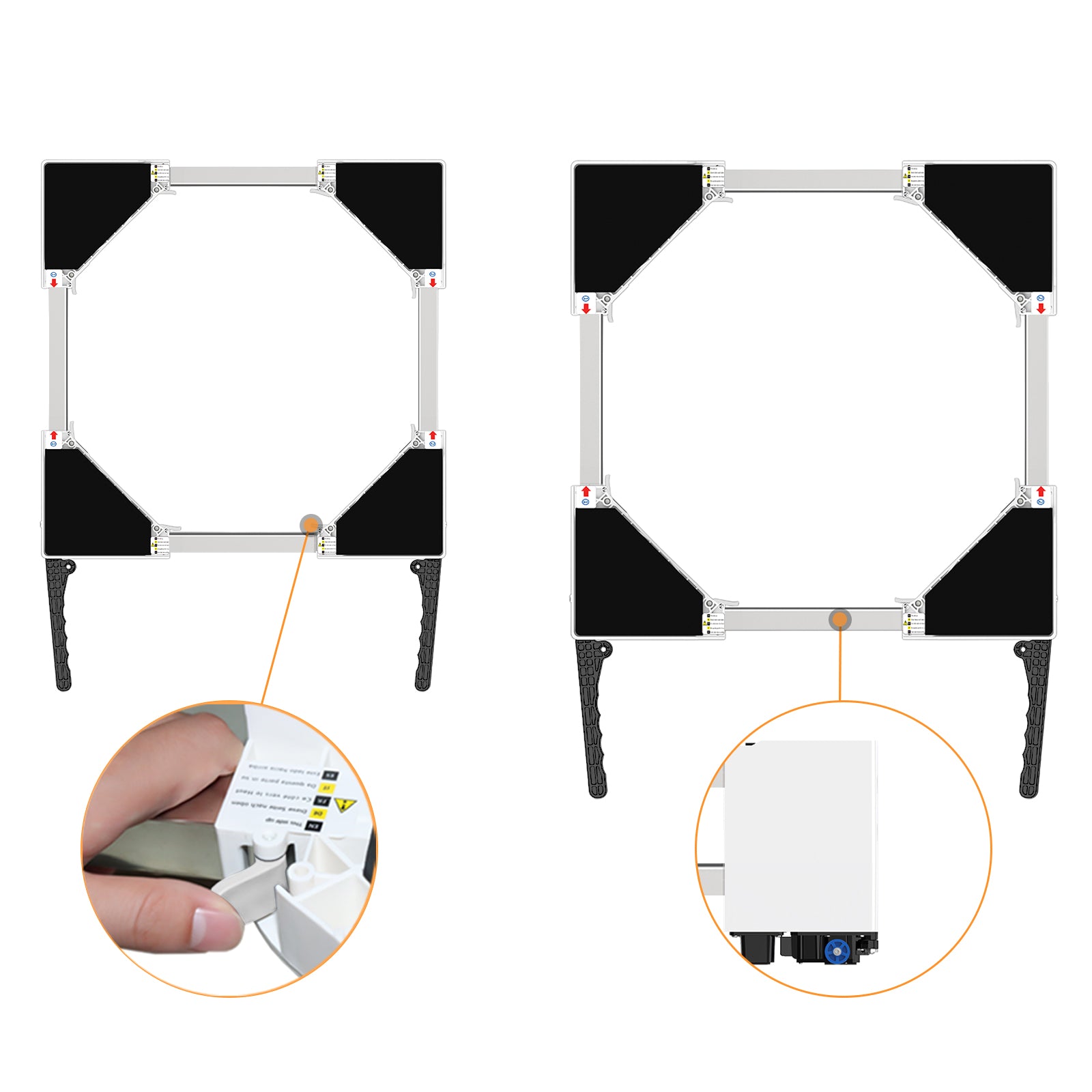 Side view of washing machine stand showing three tiers