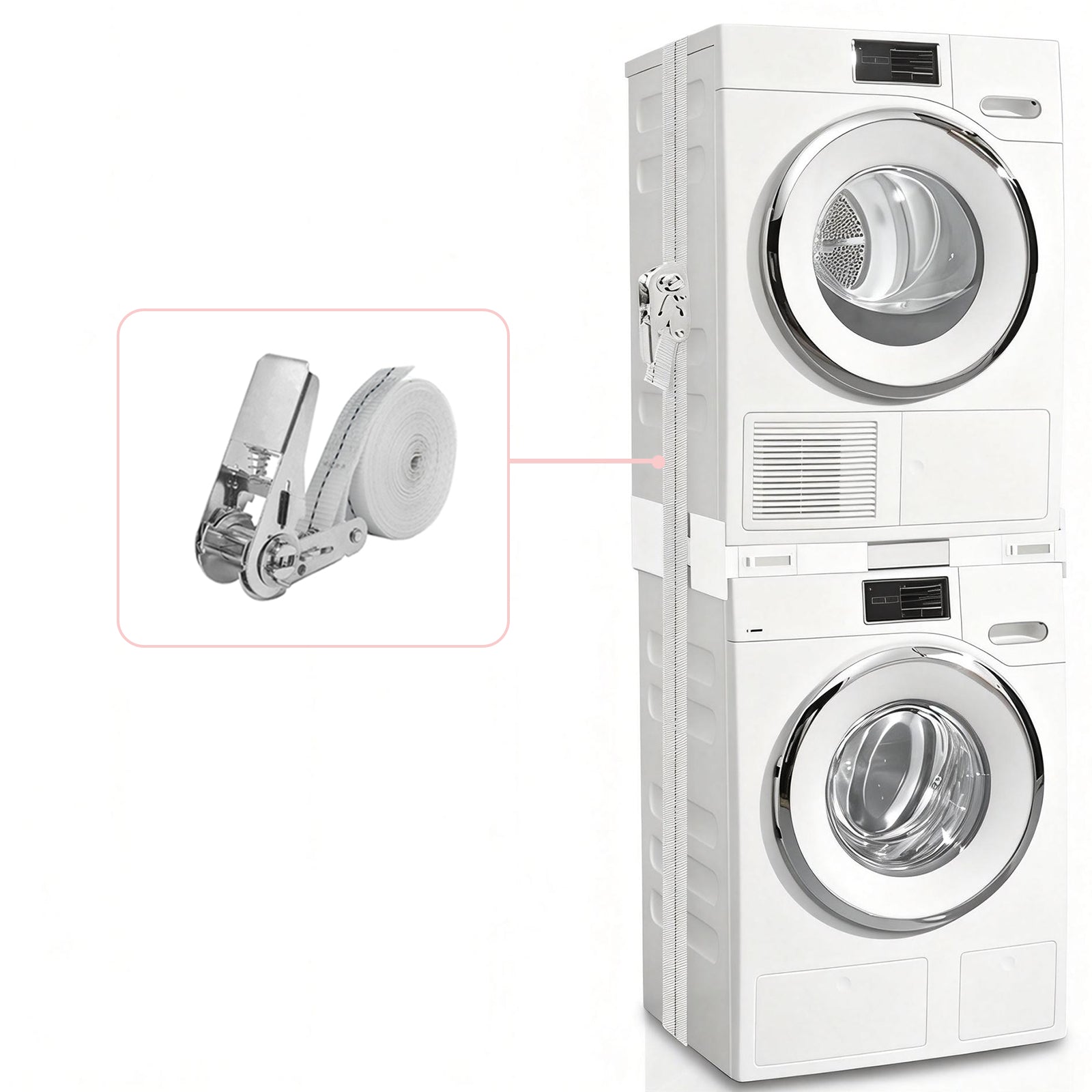 Stacking kit with towel bar holding folded laundry