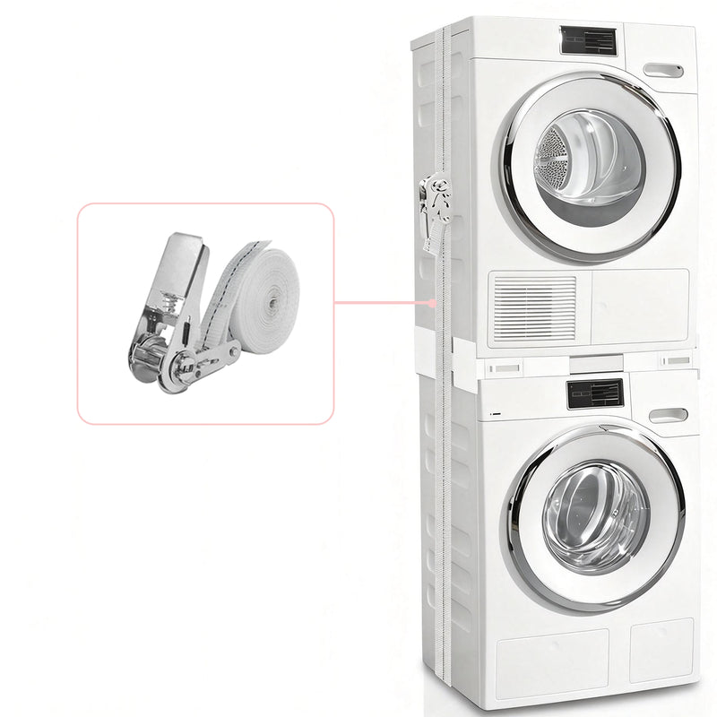 Stacking kit with towel bar holding folded laundry