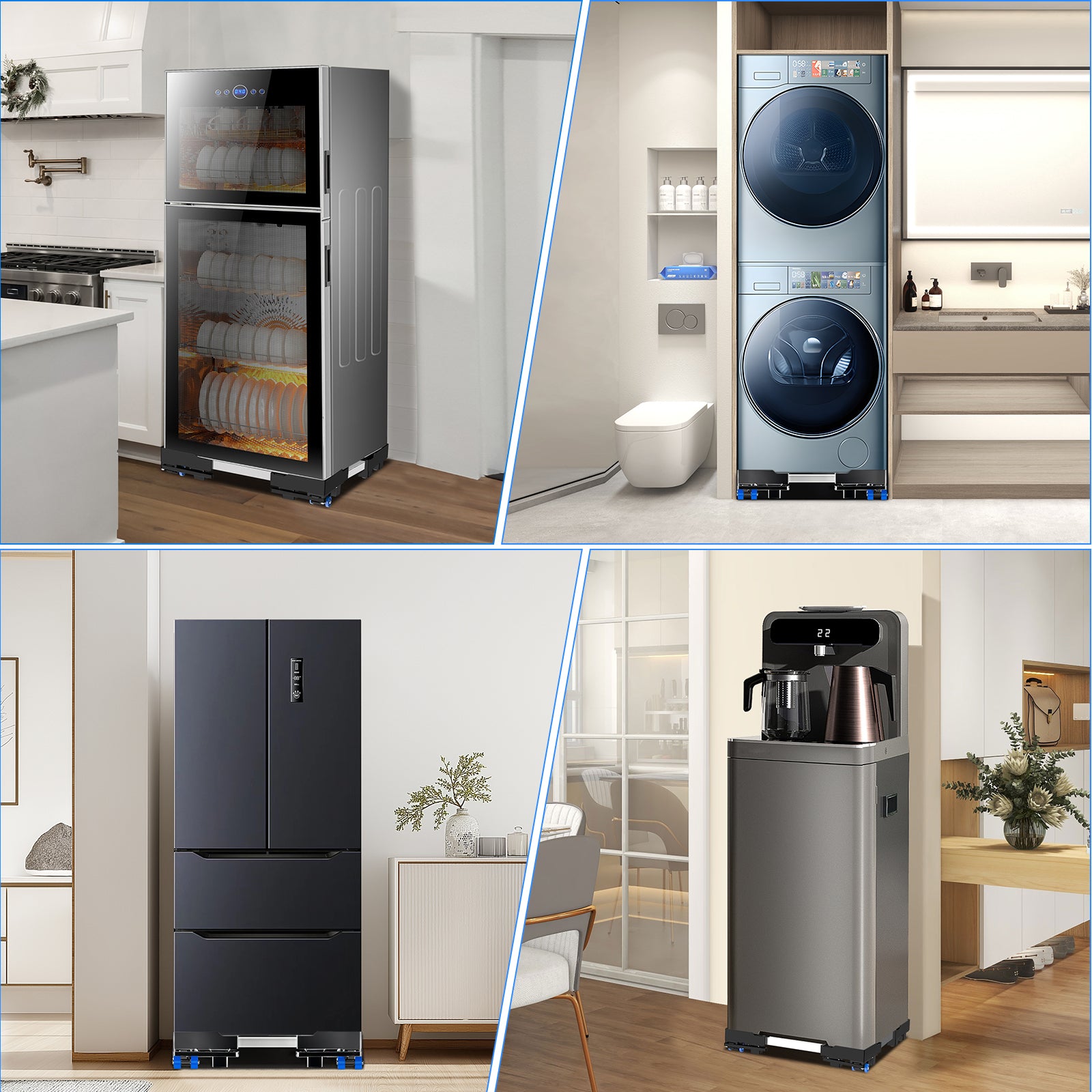 Movable refrigerator stand with 360-degree swivel casters