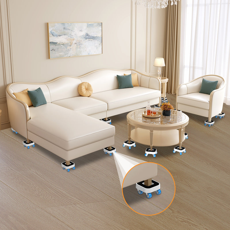 Furniture moving set arranged with lift, platforms, and pads all included.