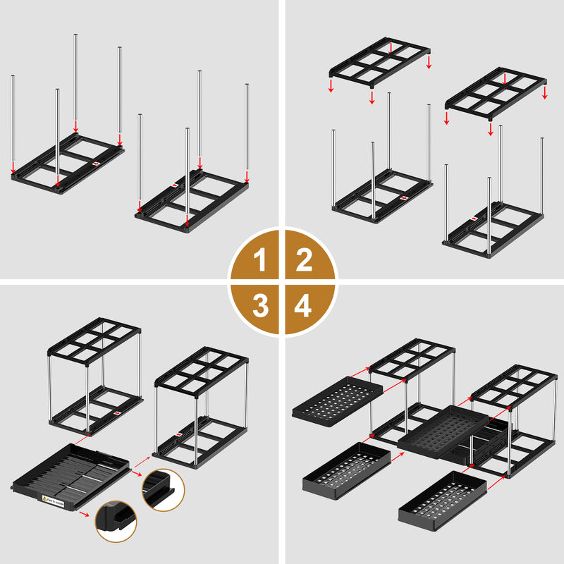 Close-up of sliding mechanism on under sink organizer for smooth pull-out