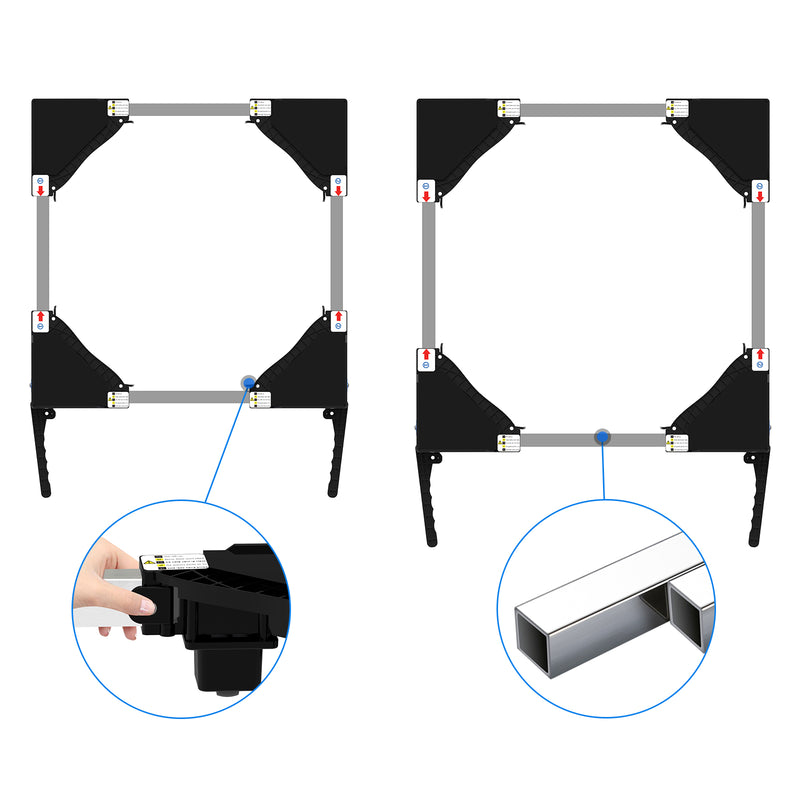 Close-up of the lift roller mechanism on the washing machine base