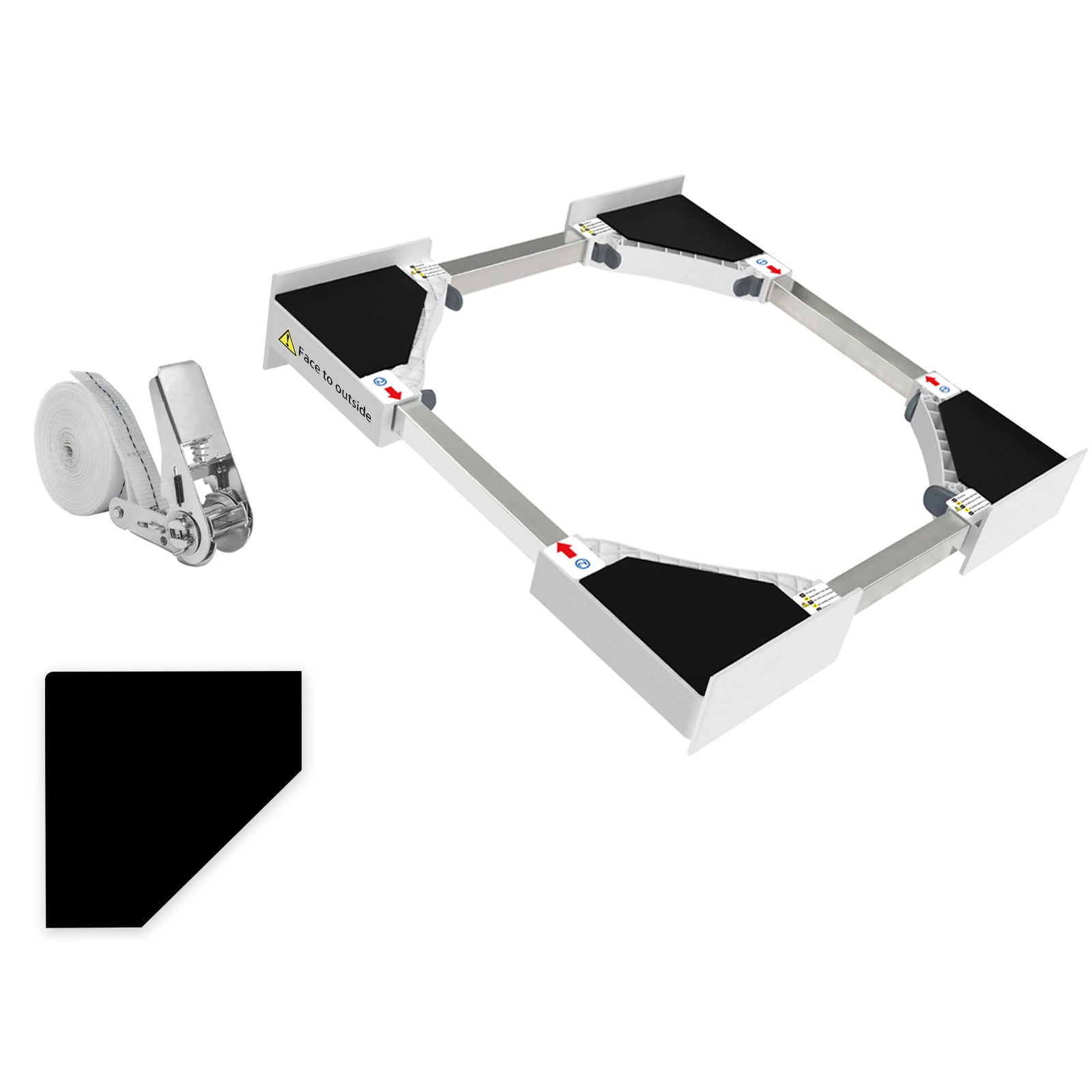 Close-up of ratchet rope and anti-slip pad bracket of stacking kit