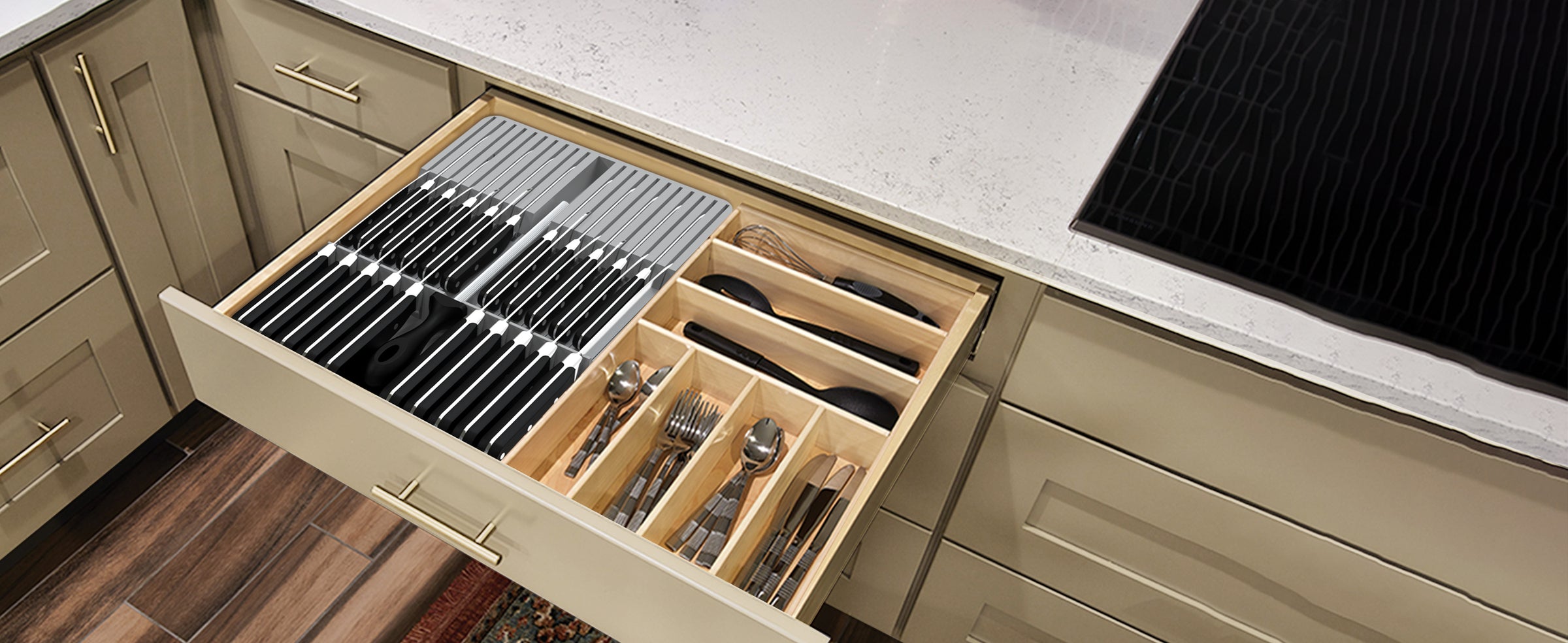 Wooden Knife Block Drawer