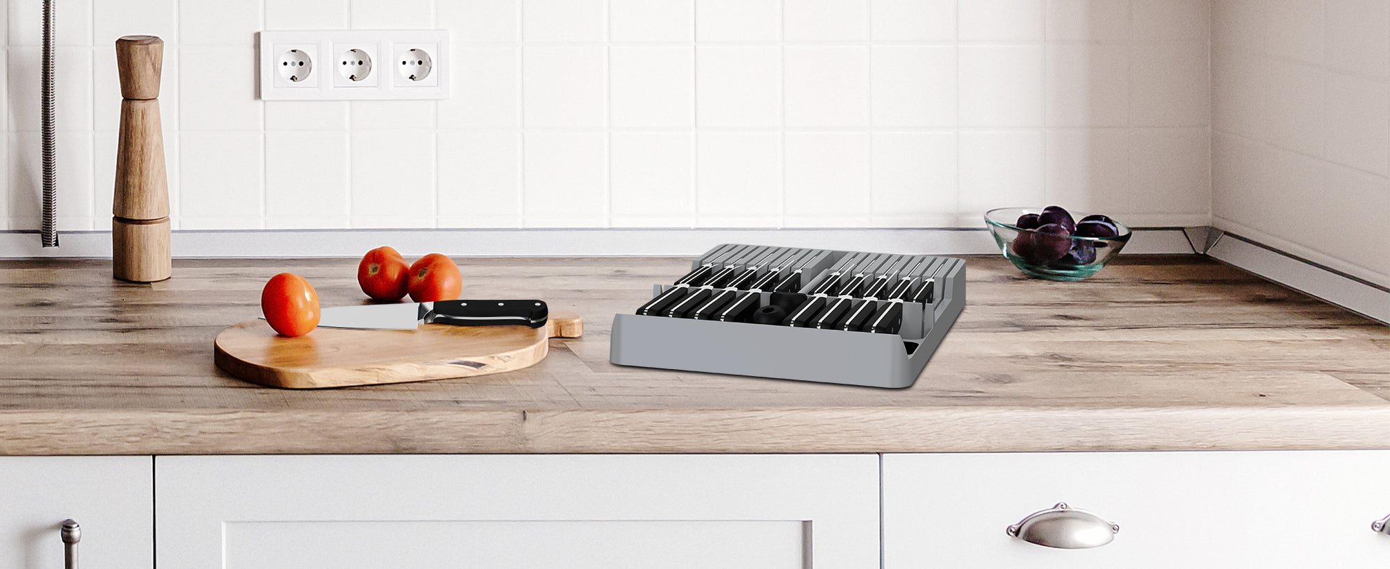 Wooden Knife Block Drawer