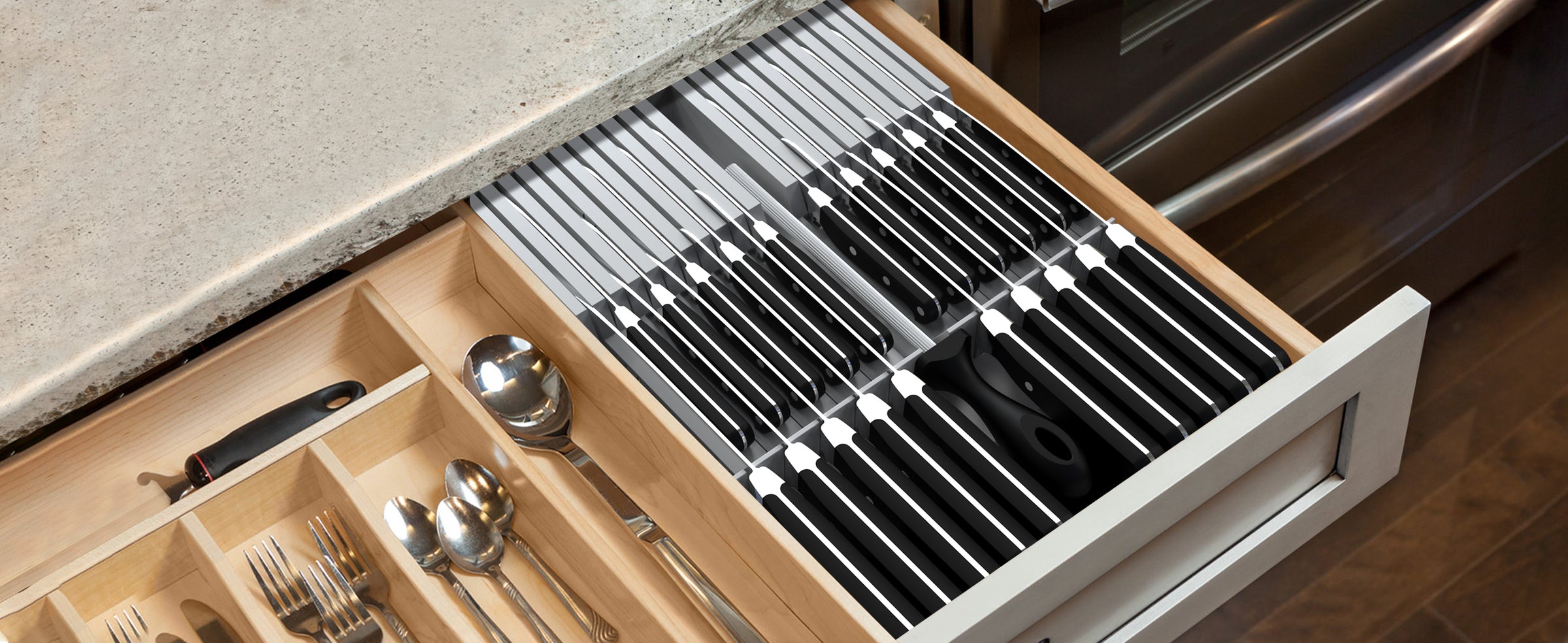 Wooden Knife Block Drawer