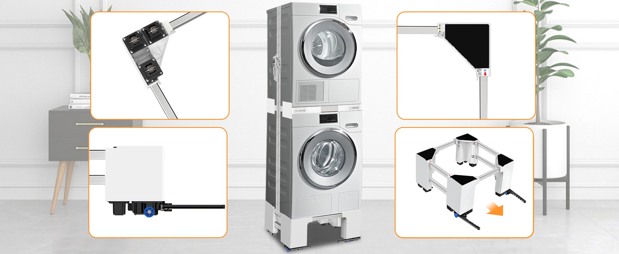 Three-Tier Washing Machine Stand with Storage