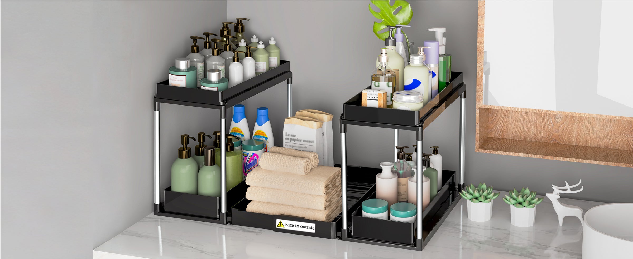 2 Tier Sliding Under Sink Organizers