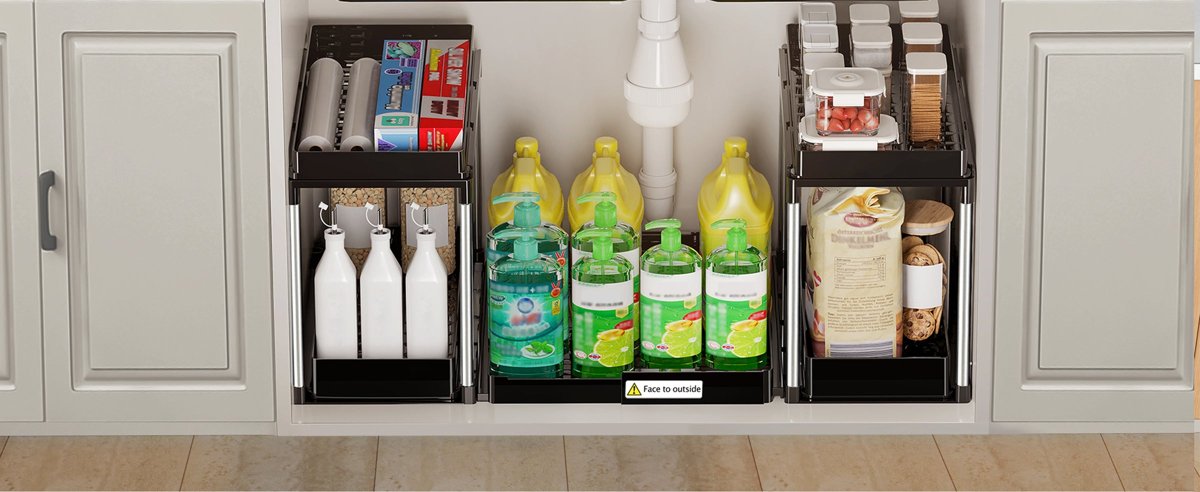 2 Tier Sliding Under Sink Organizers