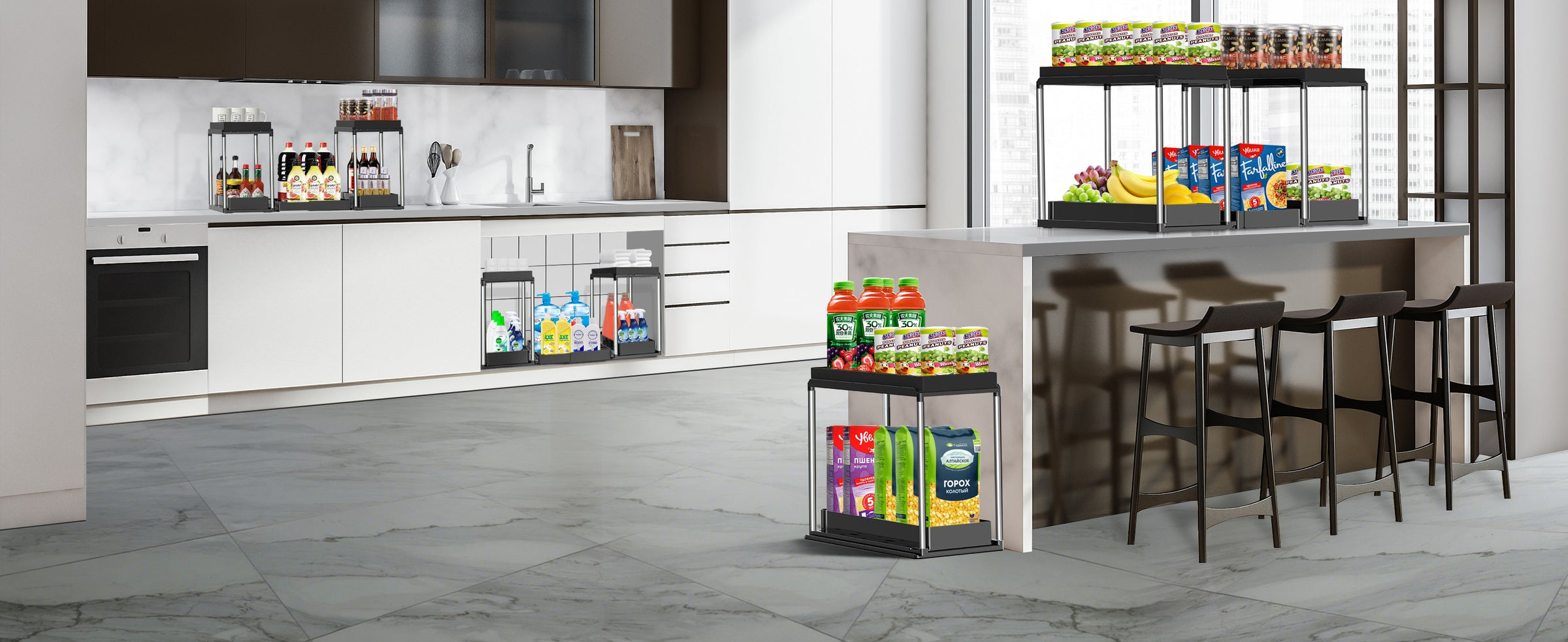 2 Tier Sliding Under Sink Organizers