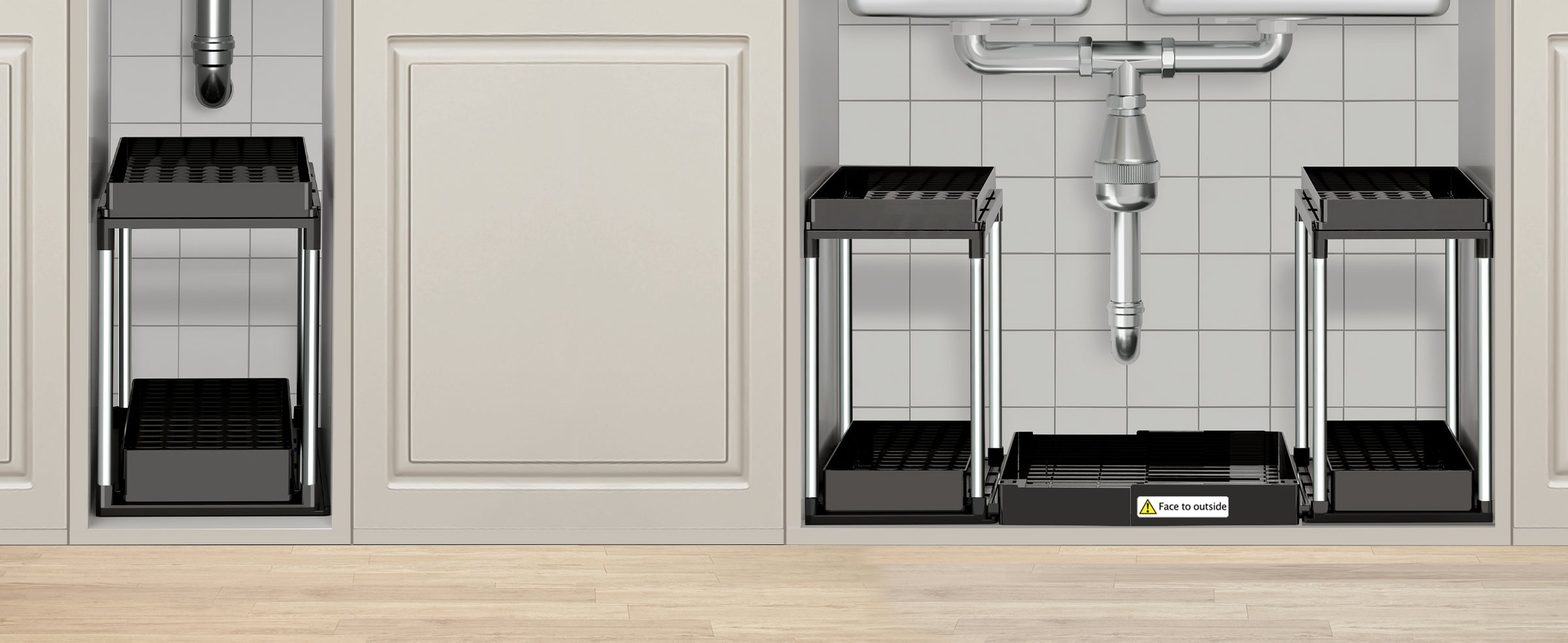 2 Tier Sliding Under Sink Organizers