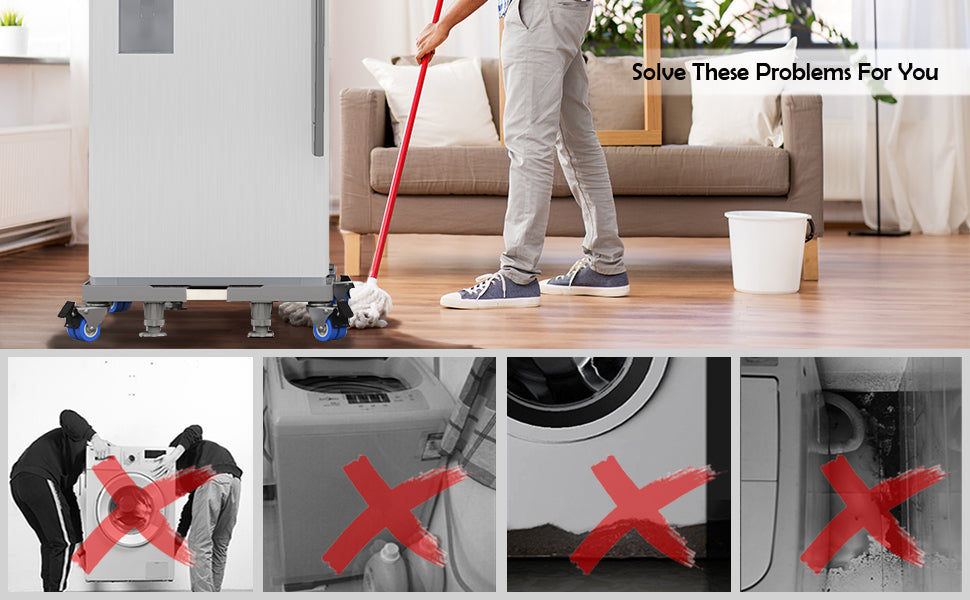 NIUXX Washing Machine Base with 8 Feet + 4 Wheels