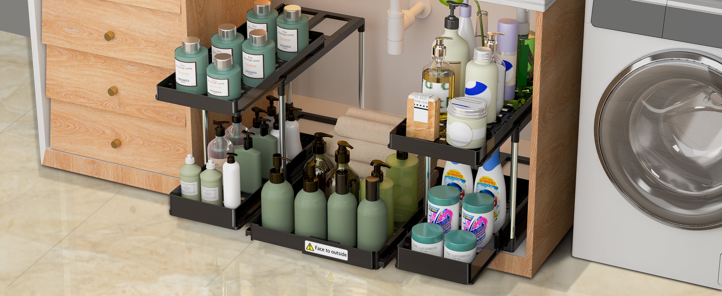 2 Tier Sliding Under Sink Organizers