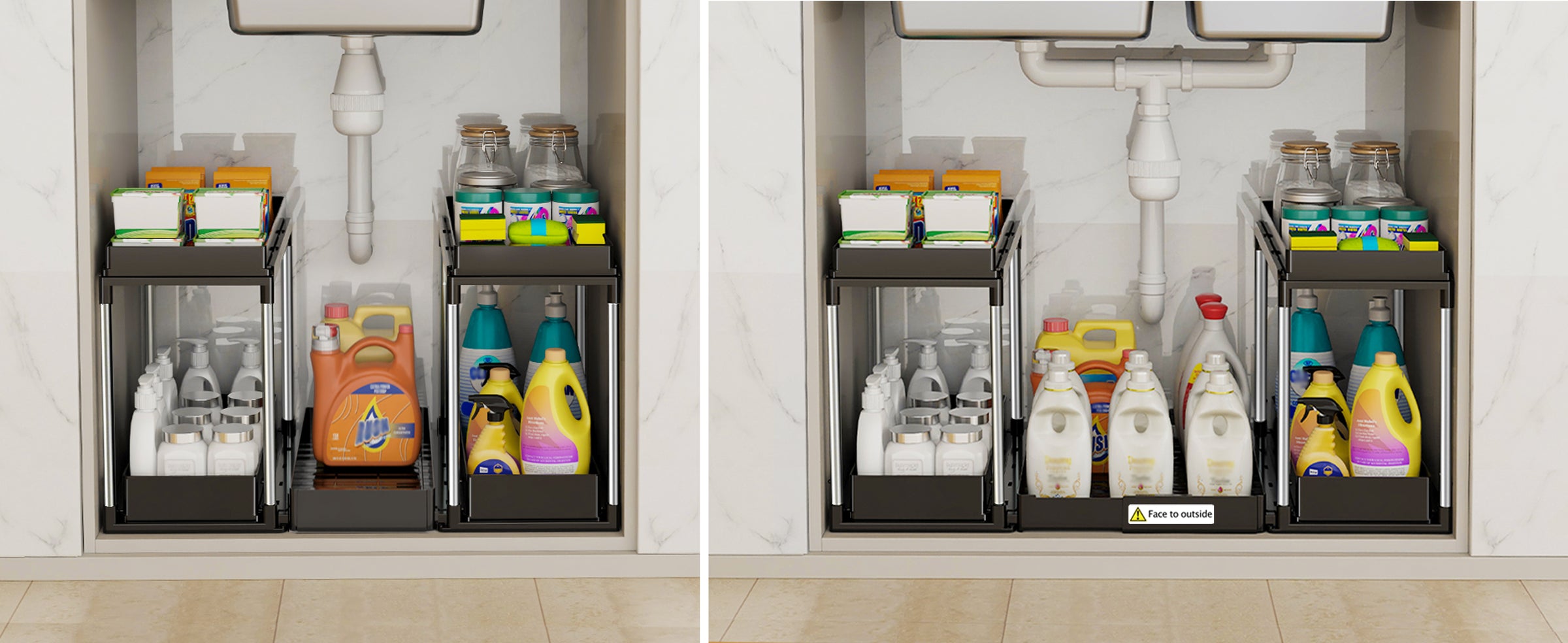 2 Tier Sliding Under Sink Organizers