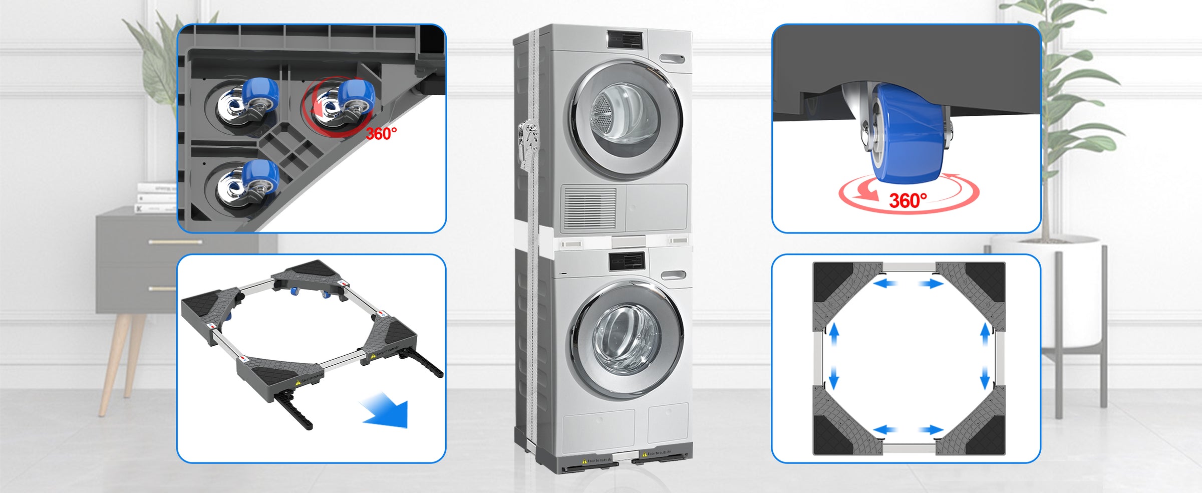 Washing Machine Stand with Wheels