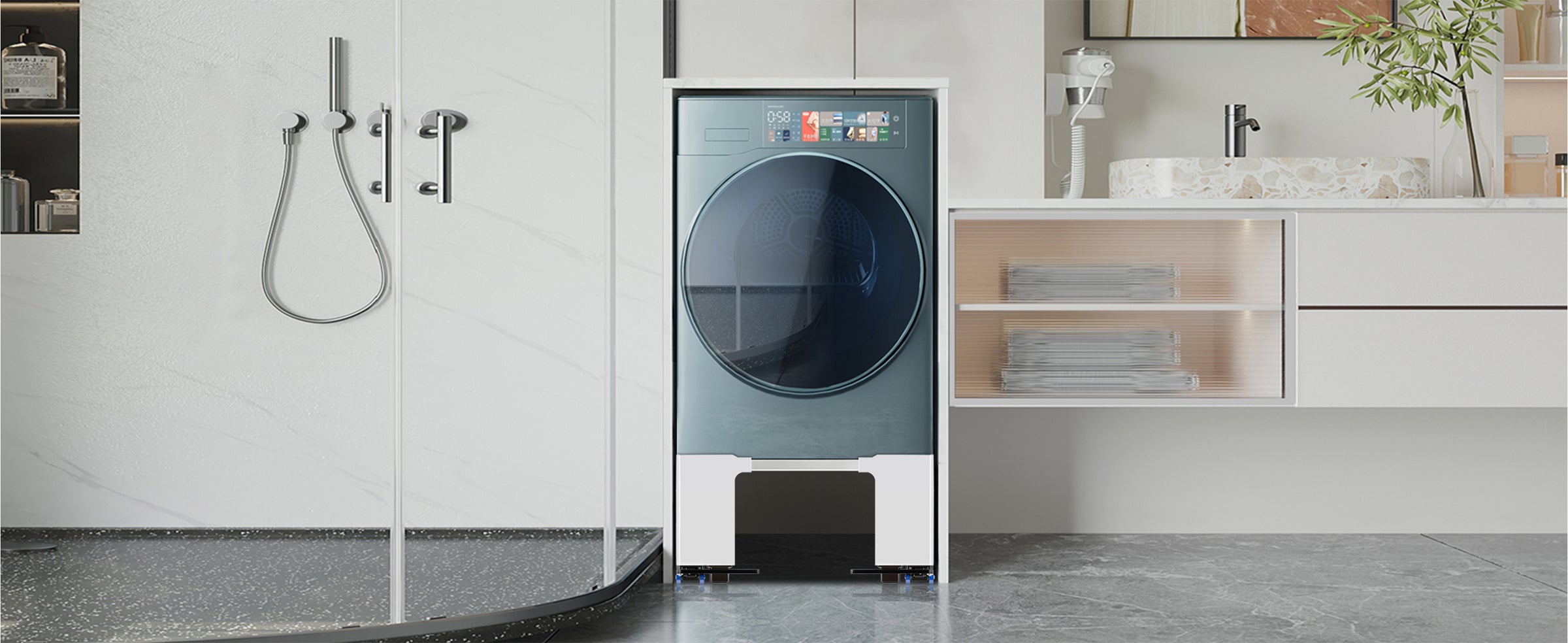 Three-Tier Washing Machine Stand with Storage