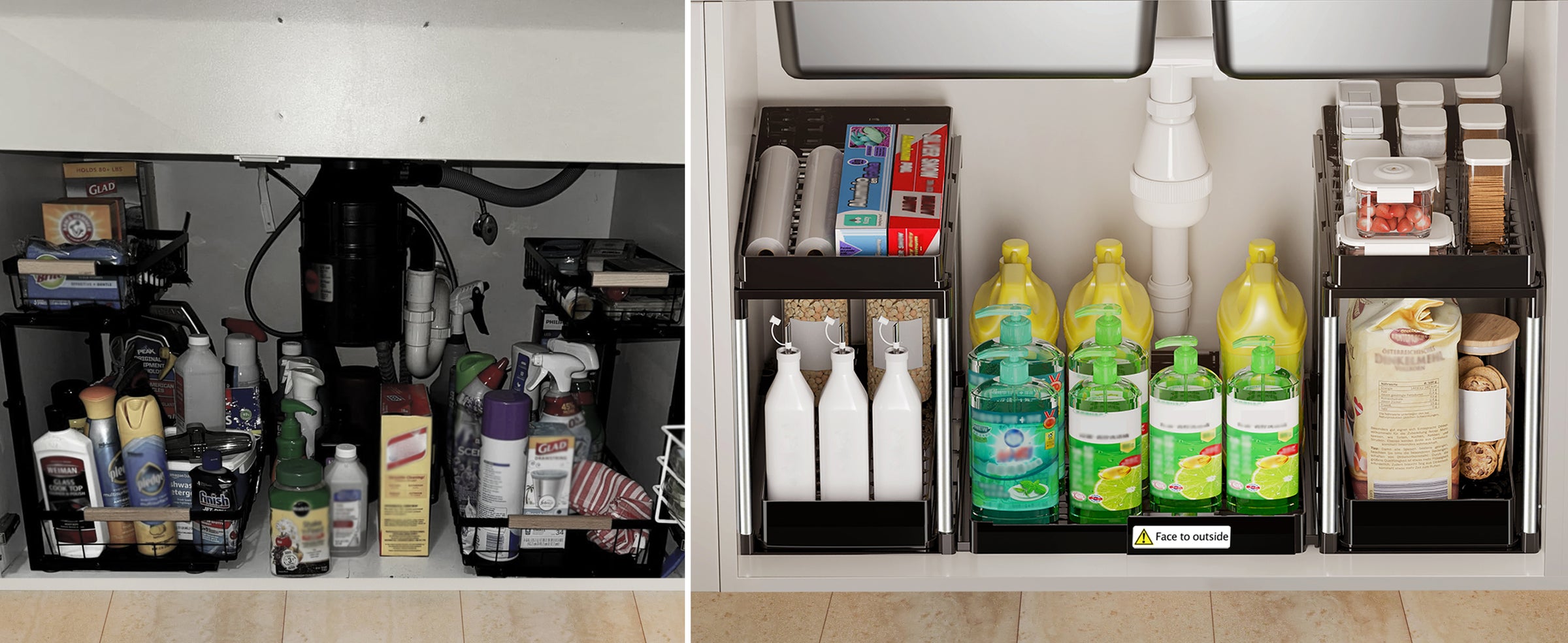 2 Tier Sliding Under Sink Organizers